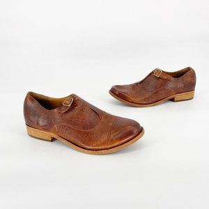 Korkease Womens Niseda K48026 Brown Leather Buckle Slip On Oxford Shoes Size 9 M